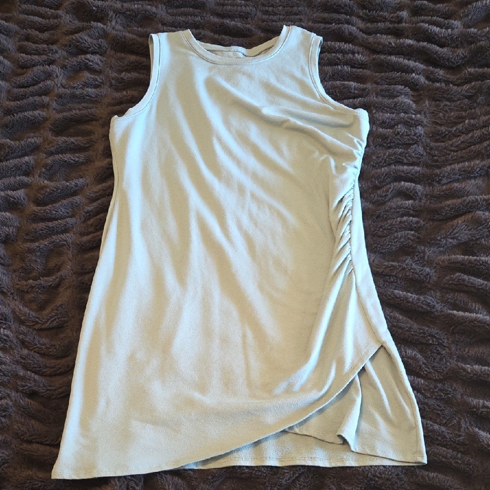 Nine West Green Asymmetrical Ruched Mini Dress